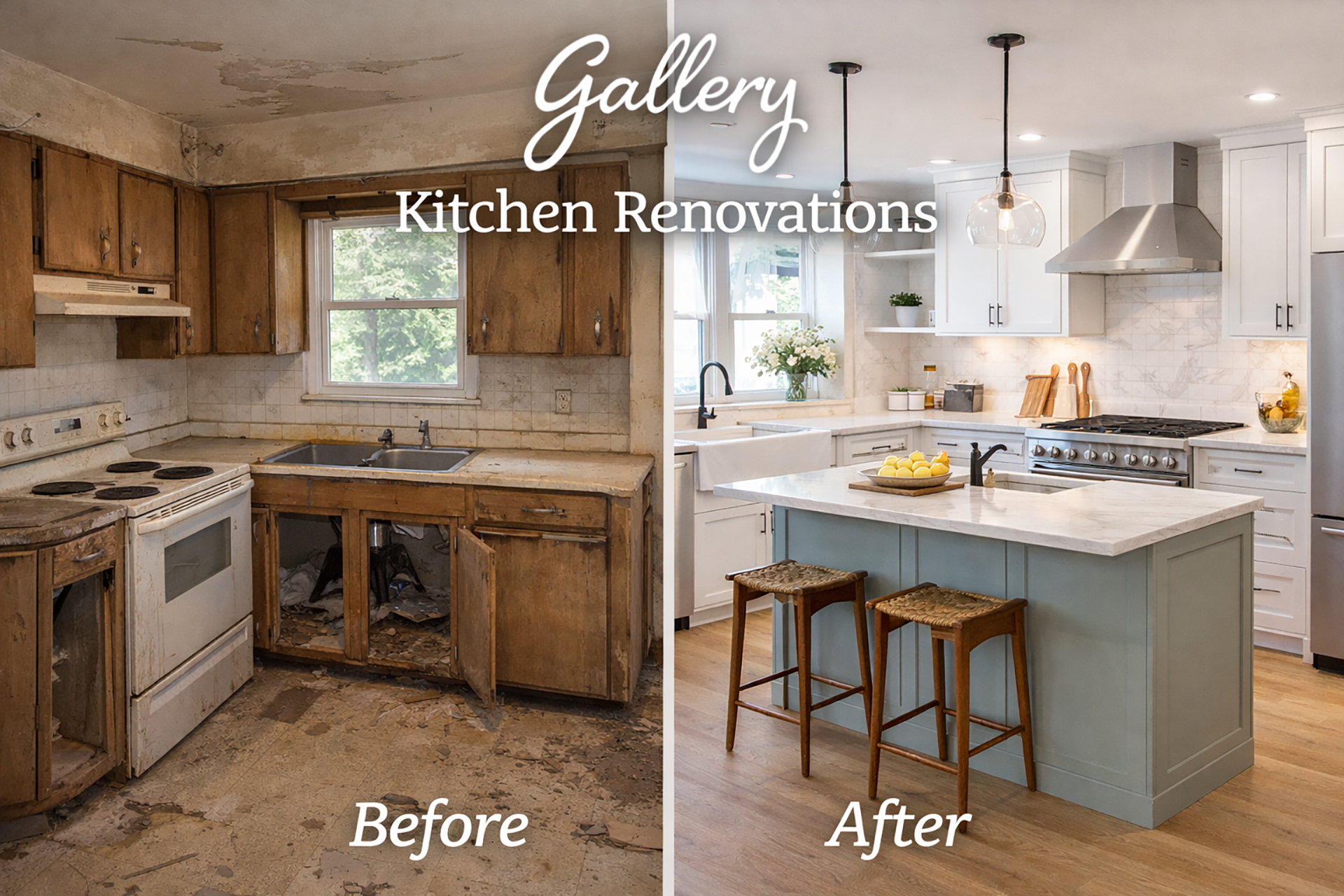 Kitchen renovation before and after showcase