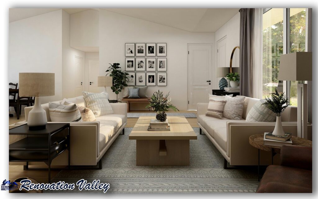 Contemporary interior design in warm neutral tones